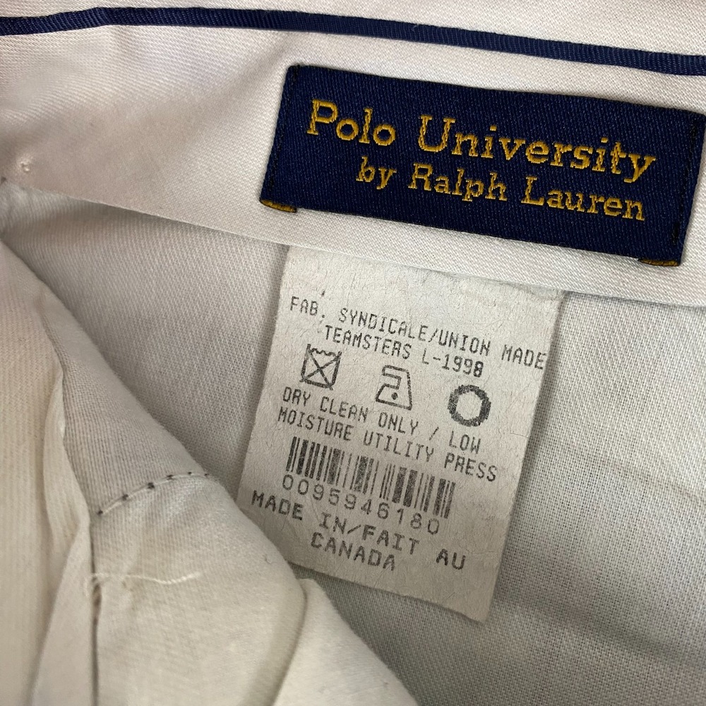 Vtg Polo University Ralph Lauren Mens 33x32 Blue Herringbone Linen Trousers - Picture 5 of 16
